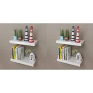 Стенни рафтове, 4 бр, бели, 40 см