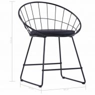 Трапезни столове, седалки изкуствена кожа, 4 бр, черни, стомана