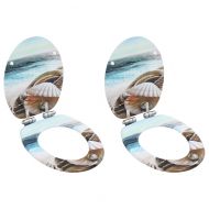 Тоалетни седалки с плавно затваряне, 2 бр, МДФ, морски дизайн