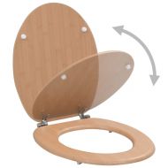 WC тоалетни седалки, 2 бр, с капаци, МДФ, дизайн бамбук