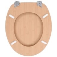 WC тоалетни седалки, 2 бр, с капаци, МДФ, дизайн бамбук