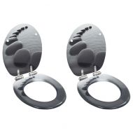 Тоалетни седалки с плавно затваряне, 2 бр, МДФ, дизайн камъни