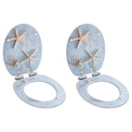 Тоалетни седалки с плавно затваряне, 2 бр, МДФ, морска звезда