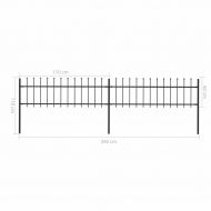 Градинска ограда с връх тип „копие“, стомана, 359x60 см, черна