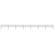 Градинска ограда с връх тип копие, стомана, 1248x60 см, черна