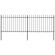 Градинска ограда с пики, стомана, 3,4x1,2 м, черна