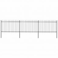 Градинска ограда с връх тип копие, стомана, 537x120 см, черна
