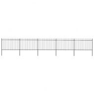 Градинска ограда с връх тип копие, стомана, 892,5x120 см, черна