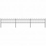 Градинска ограда с обръч връх, стомана, 537x60 см, черна