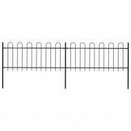 Градинска ограда с обръч връх, стомана, 359x80 см, черна