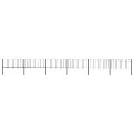 Градинска ограда с обръч връх, стомана, 1070x80 см, черна