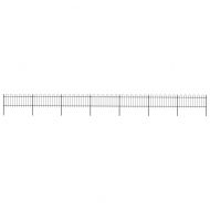 Градинска ограда с обръч връх, стомана, 1248x80 см, черна