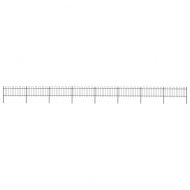 Градинска ограда с обръч връх, стомана, 1426x80 см, черна