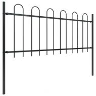 Градинска ограда с обръч връх, стомана, 1603,5x80 см, черна
