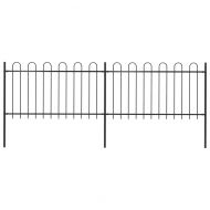 Градинска ограда с обръч връх, стомана, 359x100 см, черна