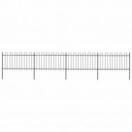 Градинска ограда с обръч връх, стомана, 714,5x100 см, черна
