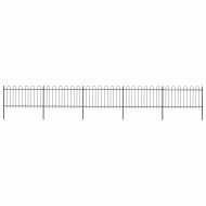 Градинска ограда с обръч връх, стомана, 892,5x100 см, черна