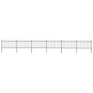 Градинска ограда с обръч връх, стомана, 1070x100 см, черна