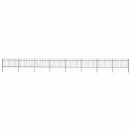 Градинска ограда с обръч връх, стомана, 1426x100 см, черна