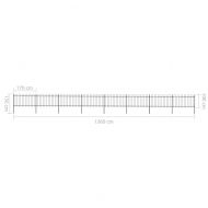 Градинска ограда с обръч връх, стомана, 1426x100 см, черна