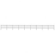 Градинска ограда с обръч връх, стомана, 1603,5x100 см, черна