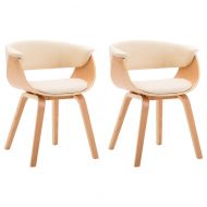 Трапезни столове, 2 бр, кремави, извито дърво и изкуствена кожа