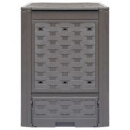 Компостери, 2 бр, кафяви, 60x60x83 см, 600 л, пластмасов ратан