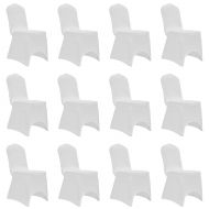 Калъфи за столове, разтегателни, бели, 12 бр