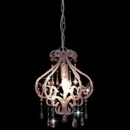 Полилей с кристали, розов, кръгъл, E14