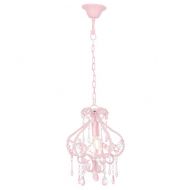 Полилей с кристали, розов, кръгъл, E14
