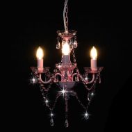 Полилей с кристали, розов, кръгъл, 3 х Е14