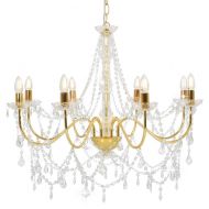 Полилей с кристали, златист, 8 х Е14 крушки