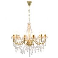 Полилей с кристали, златист, 12 х Е14 крушки