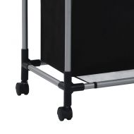 Кош за сортиране на пране с 3 торби, черен, стомана