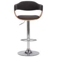 Бар табуретки, 2 бр, сиви, извито дърво и текстил