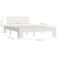Рамка за легло, бяла, бор масив, 140х200 см