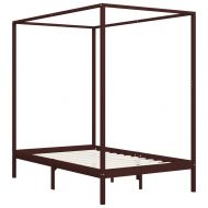 Рамка за легло с балдахин, тъмнокафява, бор масив, 120x200 см