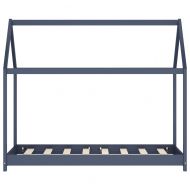 Рамка за детско легло, сива, бор масив, 70x140 см