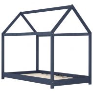 Рамка за детско легло, сива, бор масив, 80x160 см