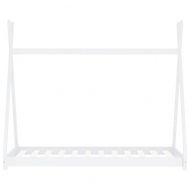 Рамка за детско легло, бяла, бор масив, 90х200 см