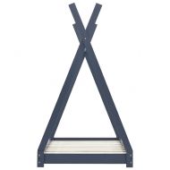 Рамка за детско легло, сива, бор масив, 90х200 см