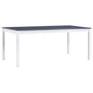 Трапезна маса, бяло и сиво, 180x90x73 см, борова дървесина