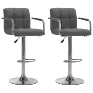 Бар столове, 2 бр, светлосиви, текстил