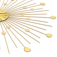 Стенен часовник, метал, 70 см, златист