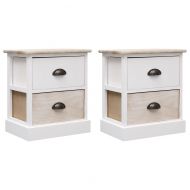 Нощни шкафчета 2 бр бял и естествен цвят 38x28x45 см пауловния
