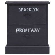 Нощно шкафче, черно, 38x28x45 см, дърво от пауловния