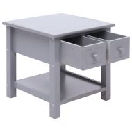 Странична маса, сива, 40x40x40 см, дърво от пауловния