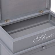 Шкаф за обувки, сив, 50x28x58 см, дърво от пауловния