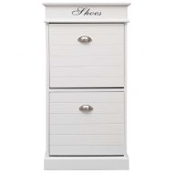 Шкаф за обувки, бял, 50x28x98 см, дърво от пауловния