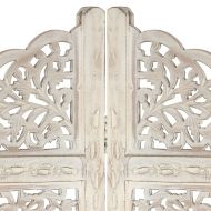 Ръчно резбован параван, 4 панела, бял, 160x165 cм, манго масив